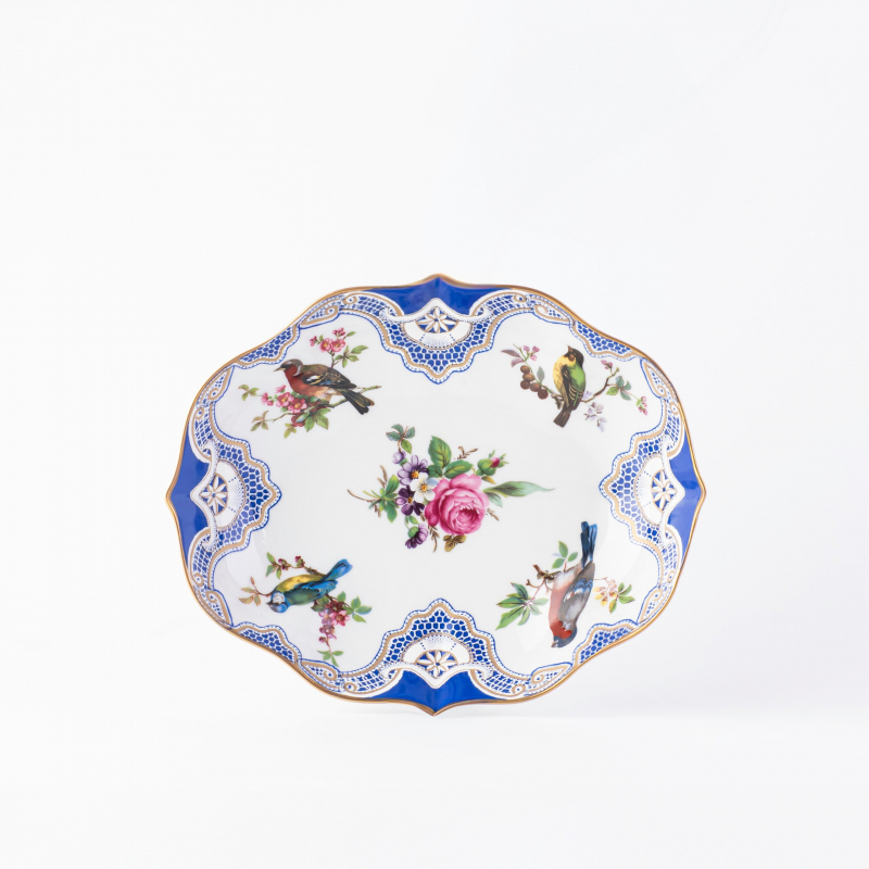 Фарфоровое овальное блюдо серия Птицы 20х16 см.